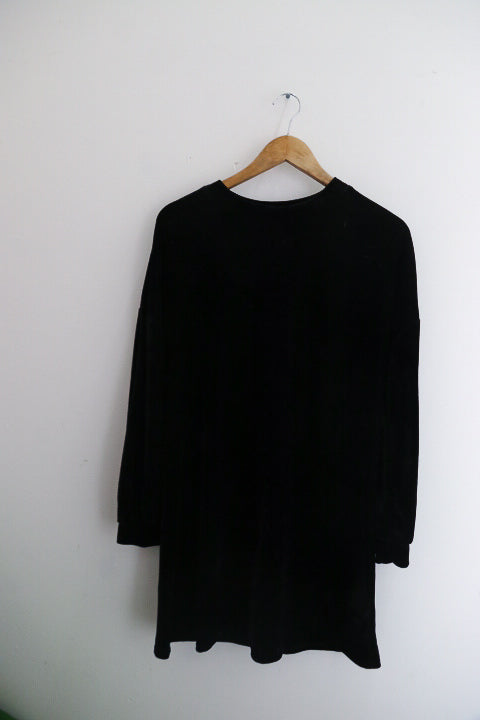 Vintage black womens short scuba dress with flounce size 8