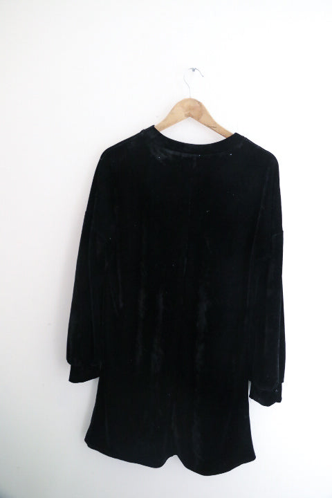 Vintage black womens short scuba dress with flounce size 8