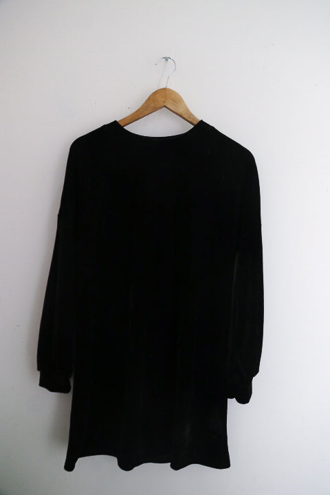 Vintage black womens short scuba dress with flounce size 8