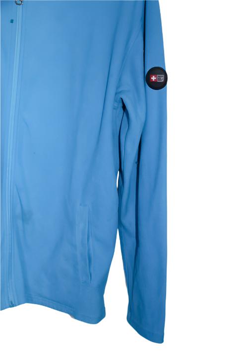Vintage mens Swiss heritage life NDK  blue fleece full zip high neck sweater in L|L31W23|SKU 6696