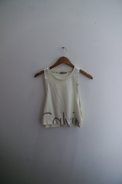 Vintage Calvin Klein XS white women's tank top