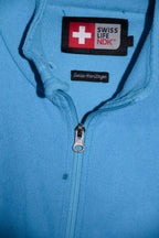 Vintage mens Swiss heritage life NDK  blue fleece full zip high neck sweater in L|L31W23|SKU 6696