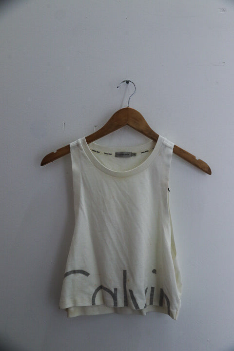 Vintage Calvin Klein XS white women's tank top