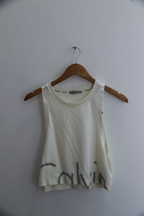 Vintage Calvin Klein XS white women's tank top