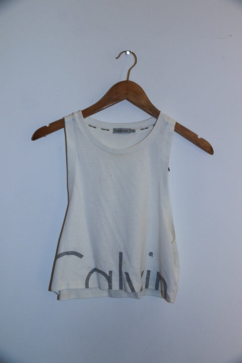 Vintage Calvin Klein XS white women's tank top