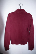 Vintage women Freeport maroon red mock neck full zip knitted sweater L|L26W19|SKU 6697