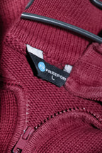 Vintage women Freeport maroon red mock neck full zip knitted sweater L|L26W19|SKU 6697