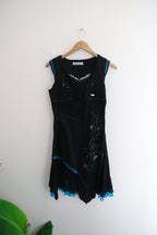 Vintage porla paris black sleeveless womens midi dress