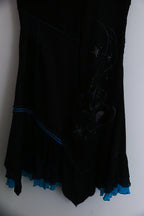 Vintage porla paris black sleeveless womens midi dress