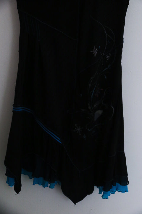 Vintage porla paris black sleeveless womens midi dress