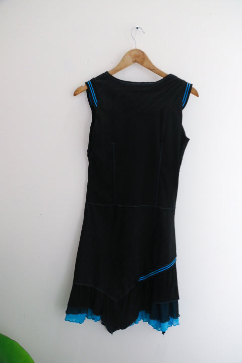 Vintage porla paris black sleeveless womens midi dress