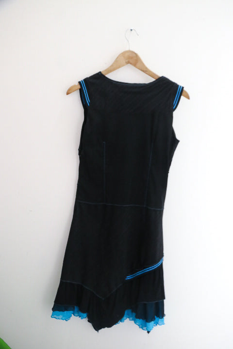 Vintage porla paris black sleeveless womens midi dress