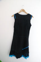 Vintage porla paris black sleeveless womens midi dress