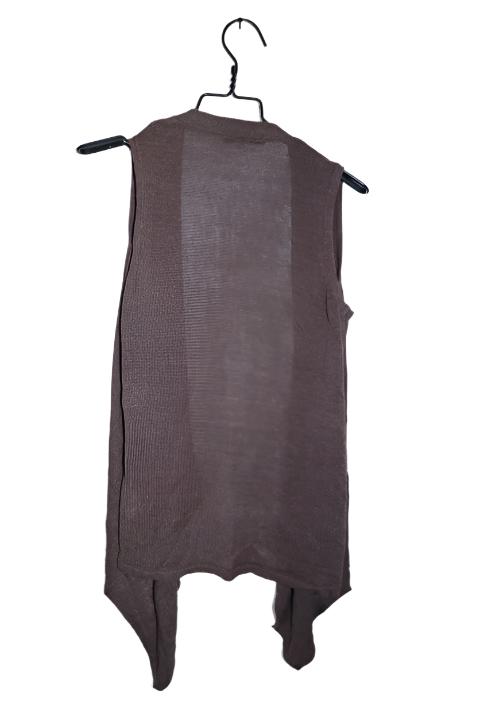Vintage women Mark & Spencers brown open front sleeveless sweater UK 10|L34 W17|SKU 6699