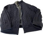 Vintage chunky wool jacket  thick wool full zipper blue sweater size Medium L 30 W 20 SKU 5311