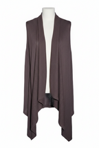 Vintage women Mark & Spencers brown open front sleeveless sweater UK 10|L34 W17|SKU 6699