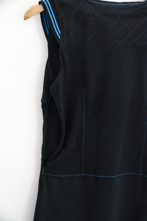 Vintage porla paris black sleeveless womens midi dress
