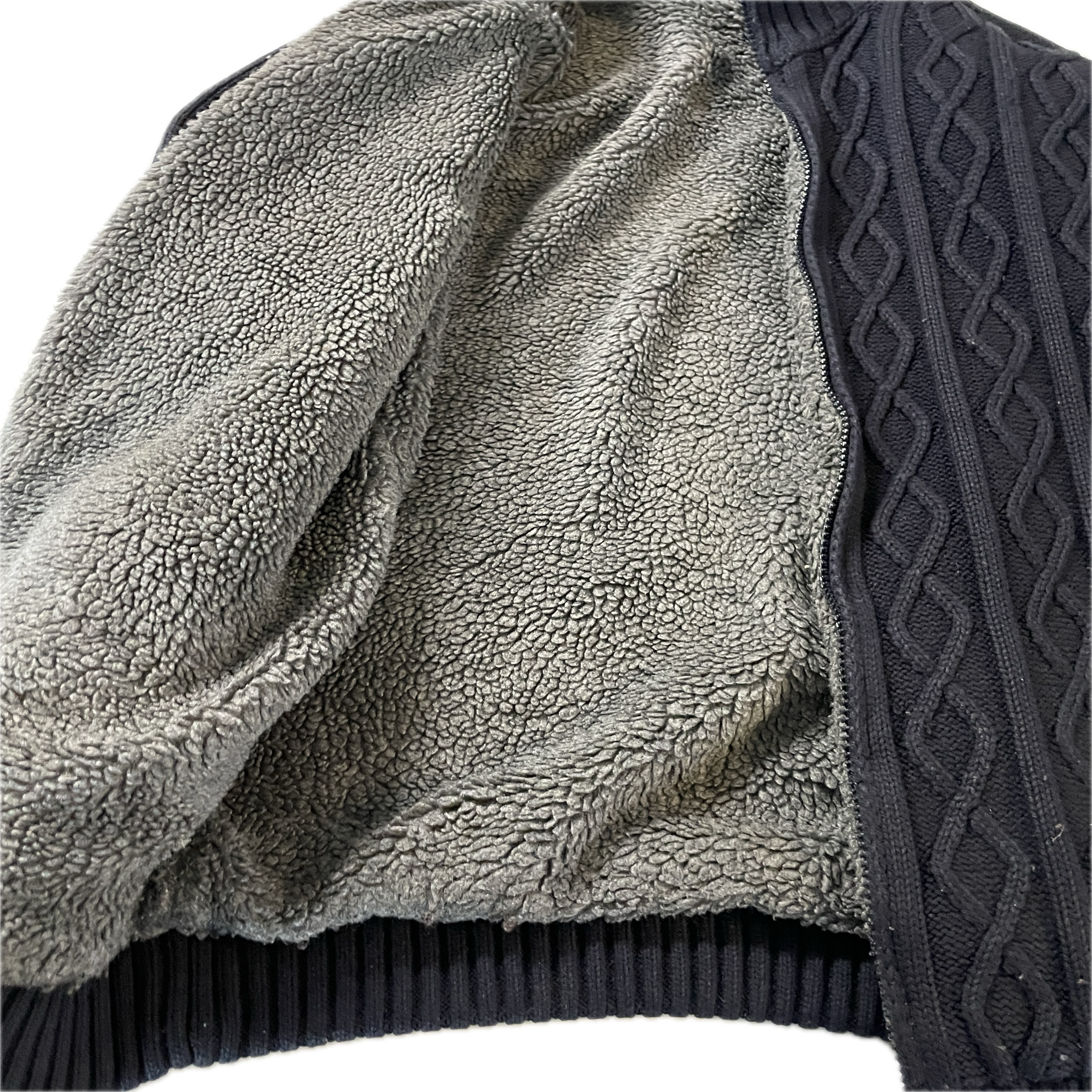 Vintage chunky wool jacket  thick wool full zipper blue sweater size Medium L 30 W 20 SKU 5311