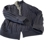 Vintage chunky wool jacket  thick wool full zipper blue sweater size Medium L 30 W 20 SKU 5311