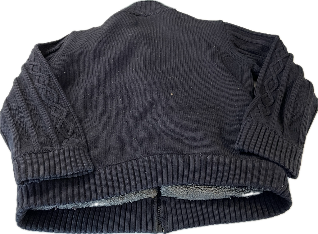 Vintage chunky wool jacket  thick wool full zipper blue sweater size Medium L 30 W 20 SKU 5311
