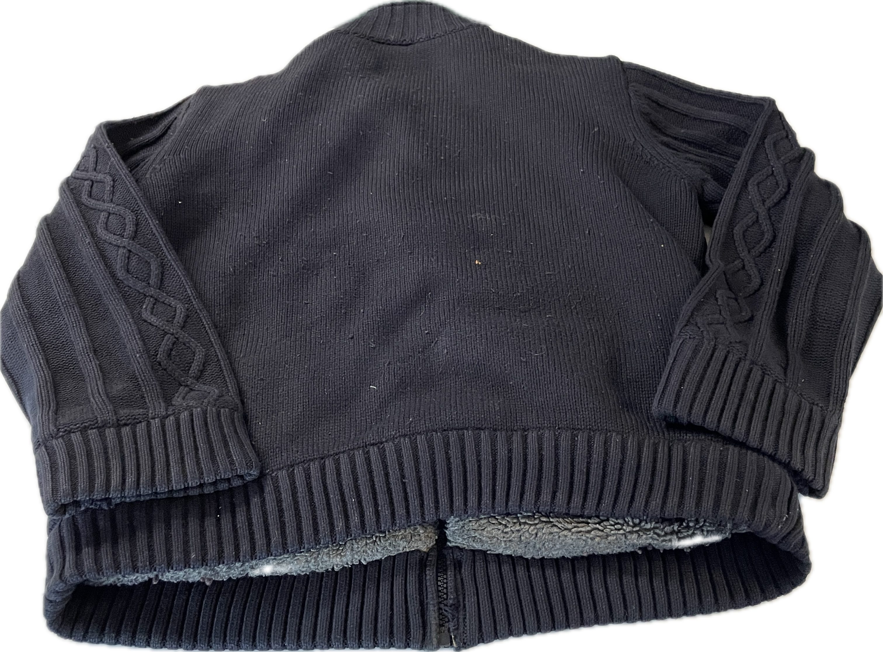 Vintage chunky wool jacket  thick wool full zipper blue sweater size Medium L 30 W 20 SKU 5311