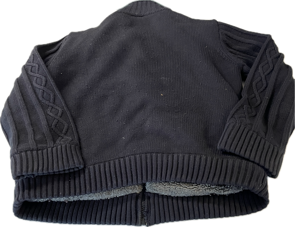 Vintage chunky wool jacket  thick wool full zipper blue sweater size Medium L 30 W 20 SKU 5311