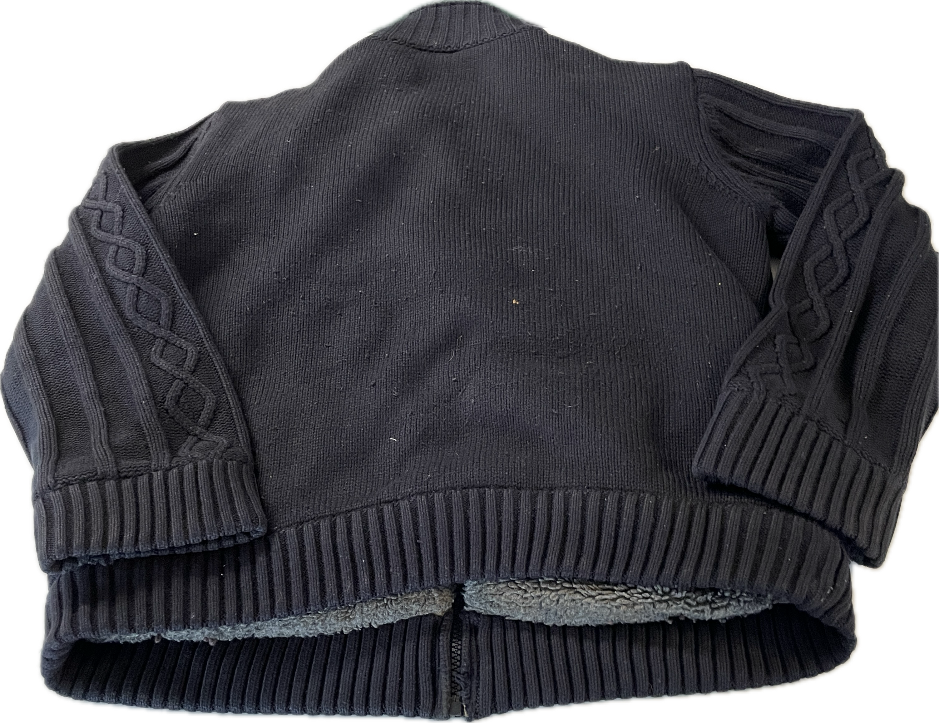 Vintage chunky wool jacket  thick wool full zipper blue sweater size Medium L 30 W 20 SKU 5311