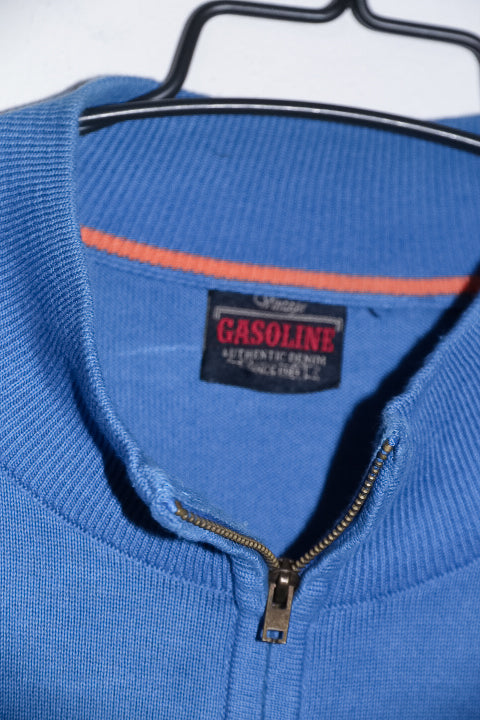 Vintage men Gasoline blue oversize 1/4 zip mock neck sweatshirt XL|L31 W22|SKU 6703
