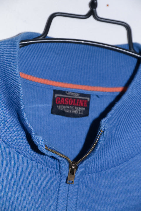 Vintage men Gasoline blue oversize 1/4 zip mock neck sweatshirt XL|L31 W22|SKU 6703