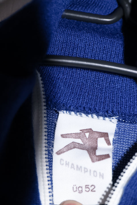 Vintage men Champs oversize blue full zip high neck sweater L|L32 W21|SKU 6708