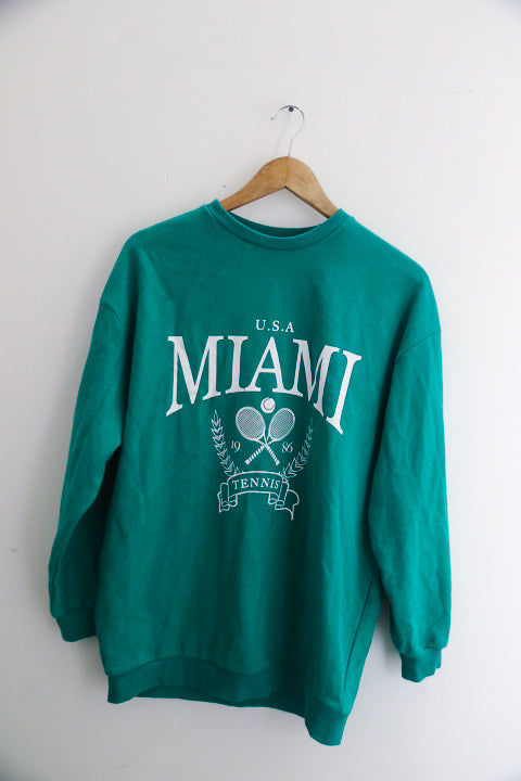 Vintage USA Miami Tennis green small sweatshirt