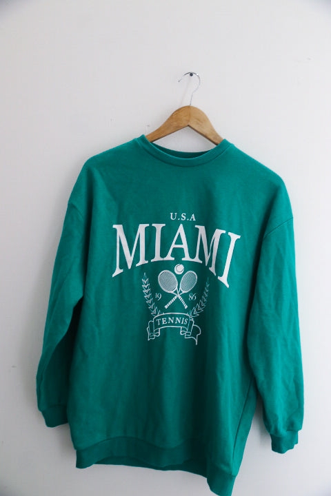 Vintage USA Miami Tennis green small sweatshirt
