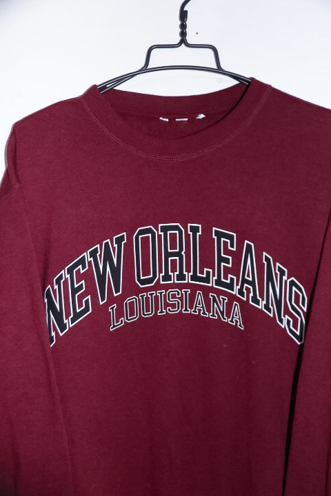 Vintage men H&M New orleans Louisiana print red sweatshirt in M|L31 W24|SKU 6710