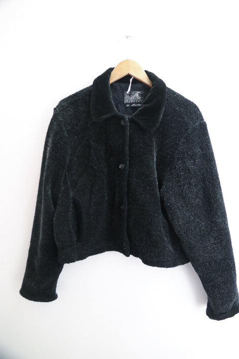 Vintage Tsunami faux fur small black jacket
