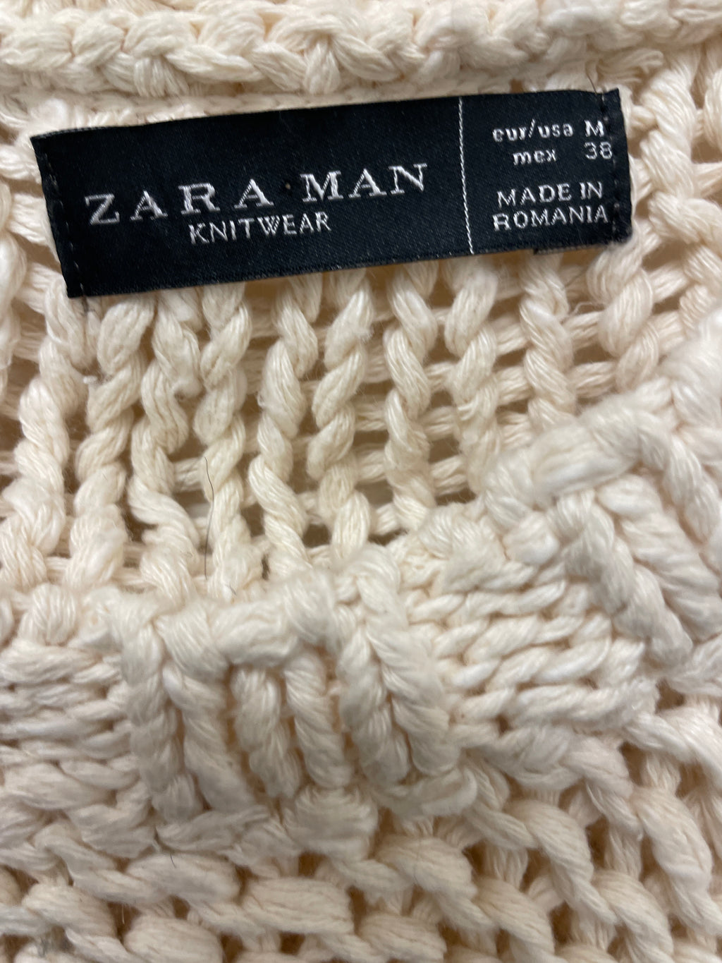 Vintage y2k cream knitted zara man long sleeve sweater in M| SKU 1138