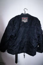 Vintage men Akaso Guiness genuine leather black leather biker zipper jacket M|L29W21|SKU 6711