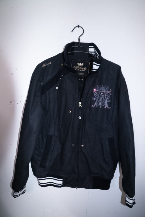 Vintage men black Akademiks New york full zip bomber jacket M|L30 W21|SKU 6712