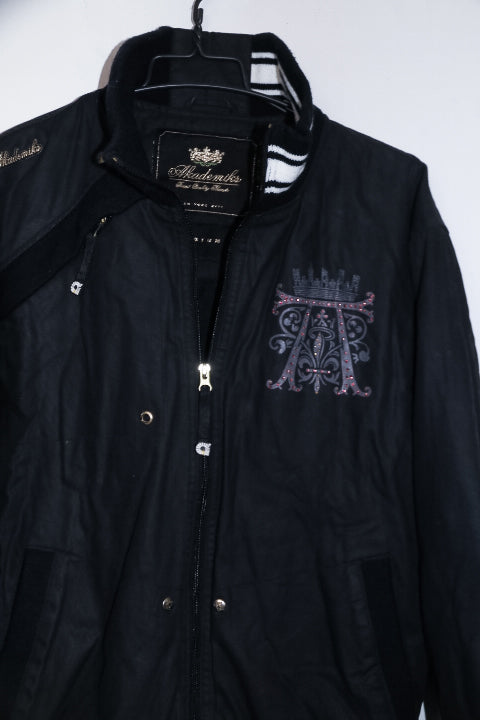 Vintage men black Akademiks New york full zip bomber jacket M|L30 W21|SKU 6712
