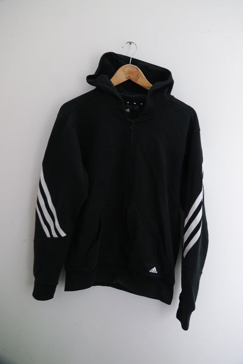 Vintage adidas black Men's Future Icons small Full Zip Hoodie