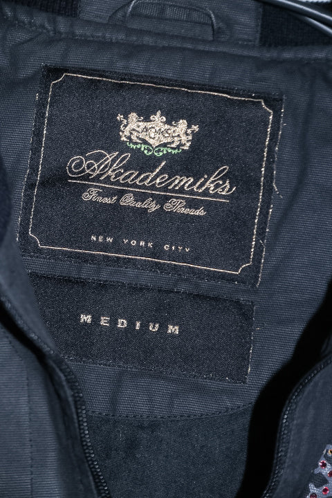 Vintage men black Akademiks New york full zip bomber jacket M|L30 W21|SKU 6712