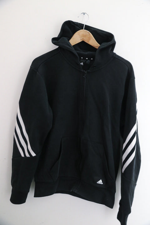 Vintage adidas black Men's Future Icons small Full Zip Hoodie