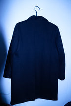 Vintage men Wool blend Tailored long navy single breast Coat UK 16|L41 W22|SKU 6717