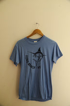 Vintage Long Beach New York graphics mens blue premium short tees