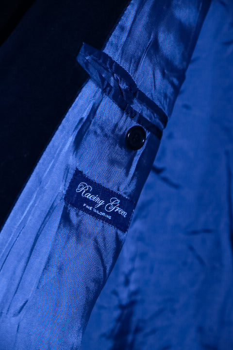 Vintage men Racing green tailored fit single breasted navy blazer 2XL|L36 W25|SKU 6718