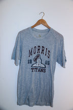 Vintage large mens grey Morris Titans graphics short tees