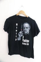 Vintage Sicily padrino graphics God father black small tees