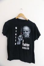 Vintage Sicily padrino graphics God father black small tees