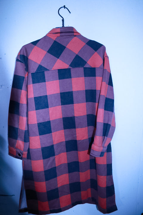 Vintage women Rising pink & purple check double pocket button shirt jacket L|L40W22|SKU 6722