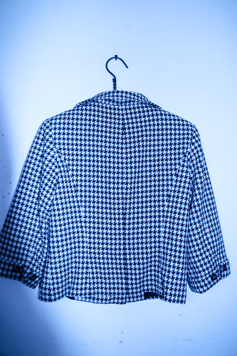 Vintage women S.Oliver black & white geometric double breasted blazer jacket size 8/10|L23 W18