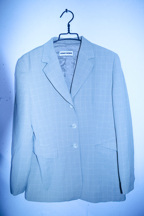 Vintage women cream plaid Gerry Weber single breasted oversize blazer XXL|L31 W20|SKU 6724